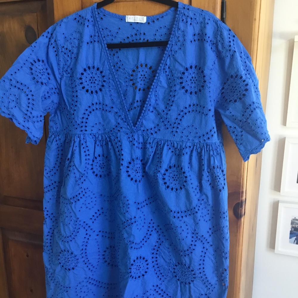 Cerulean blue beach cover up. Made in Italy